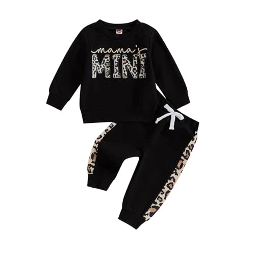 Kupretty Baby Girl Fall Winter Clothes Toddler Outfit Letters Graphic Crewneck Sweatshirts + Joggers Pants Set