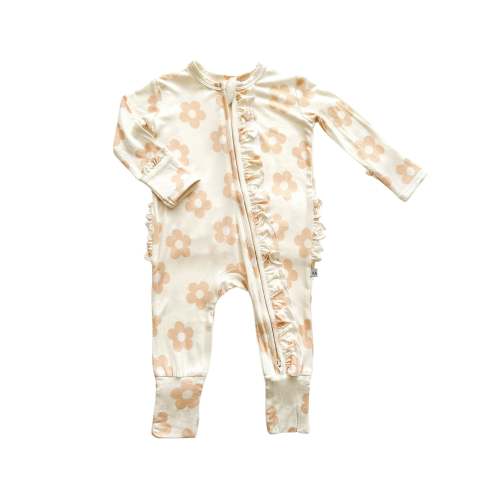 Ruffle Zipper One Piece - Blush Daisy