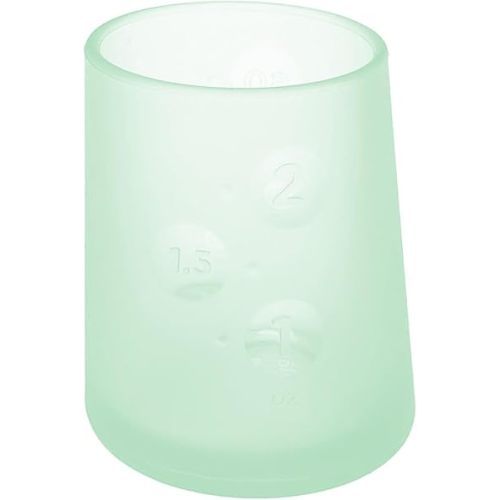 Olababy First Cup | Clear Sense 100% Silicone Infant Trainer Cup | 2oz Medicine Cup for Newborn | Non-Slip & Sloping Design for Tiny Hands & Baby Led Weaning (Mint, 1 Cup)