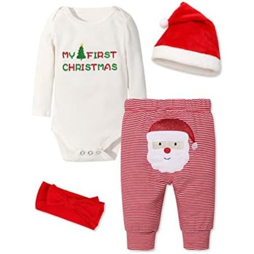 Baby Girl Boy Christmas Outfit My 1st Christmas Baby Boy Infant New Year 4 Pcs Set
