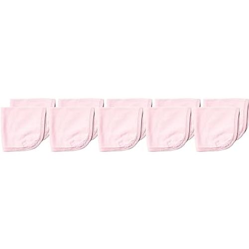 HonestBaby 10-Pack Organic Cotton Baby-Terry Wash Cloths, Pink, One Size