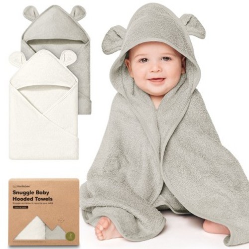 KeaBabies 2pk Snuggle Baby Towels with Hood for Newborn Girls, Boys, Toddlers, Soft & Absorbent Hooded Baby Bath Towels