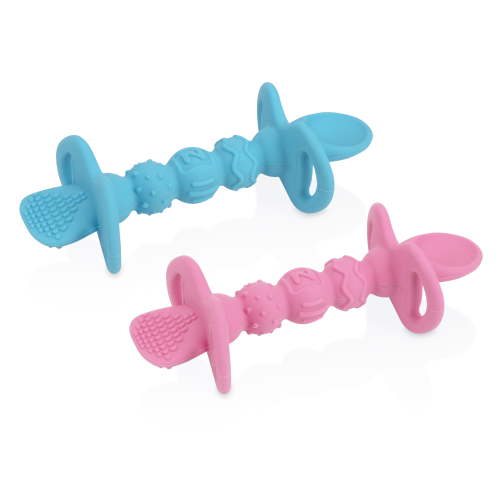 Nuby 2pk Dipeez Spoons, Aqua and Pink
