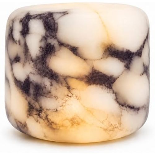 Marble Table Lamp, USB-C Rechargeable Touch Night Light, 3-Level Dimmable LED Bedside Lamp for Bedroom Nightstand Decor, Small Natural Stone Lamp(White Violet Marble)