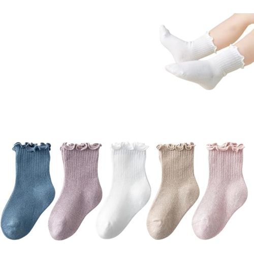 Baby Toddler Girls Ruffle Socks Newborn Infant Girl's Knee High Solid Cotton Long Socks