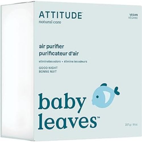 ATTITUDE Baby Air Purifier, Activated Carbon Freshener, Odor Remover, Plant and Mineral-Based, Vegan, Good Night, 8 Ounces