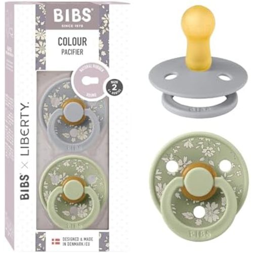 Bibs Colour Pacifier 2-Pack | BPA Free Soother, Round Nipple. Natural Rubber Latex,