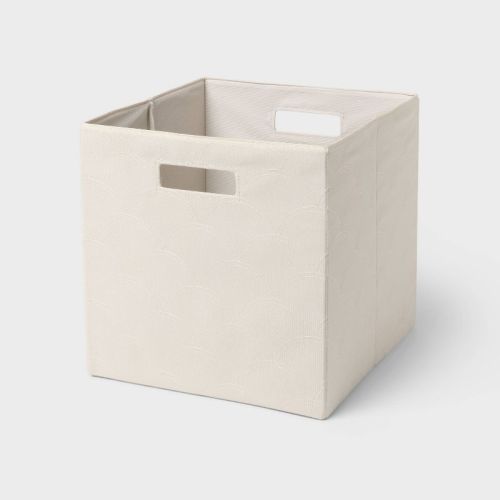 13''x13'' Fabric Decorative Storage Bin Embroidered Shells Khaki - Brightroom™: 13 Inch Storage Cube, Decorative Storage
