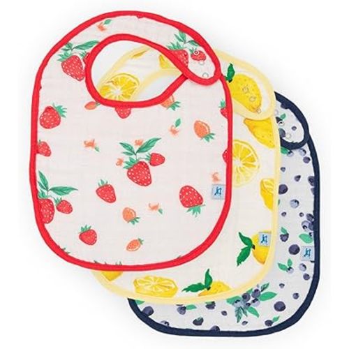 Little Unicorn Cotton Muslin Classic Bib 3 Pack – 100% Cotton – Machine Washable - 3 Lightweight, Breathable Layers