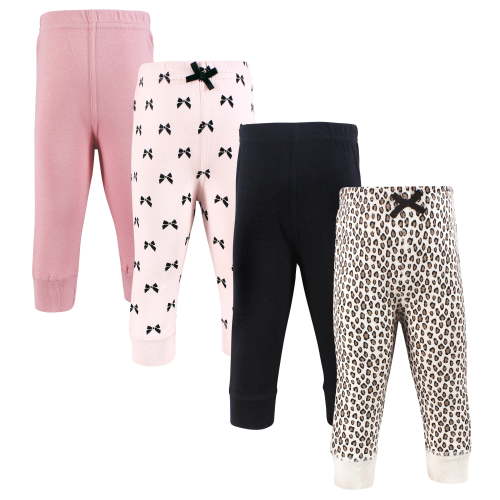 Hudson Baby Girls Cotton Pants and Leggings, Leopard Bows, 0-3 Months