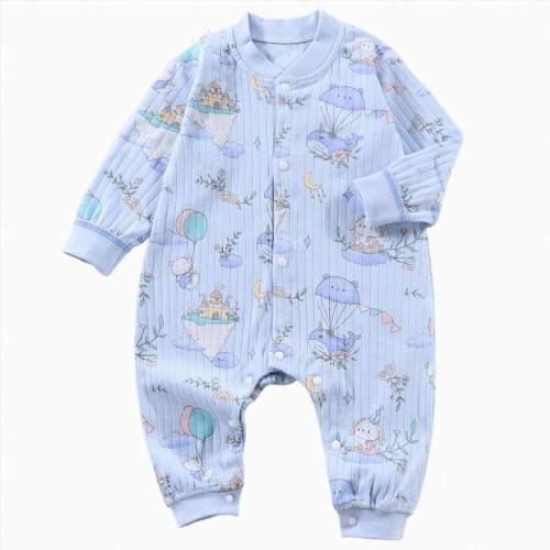 sdbrld Sleepers for Baby Boy Newborn Pajamas Long Sleeve Romper Jumpsuit Infant Clothes Boys 3-24Months Bodysuit Fall Winter Sky Blue Sizes 3-6 Months
