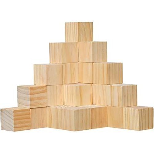 30 PCS 2 Inch Smoothed Wooden Cubes,Unfinished Wood Blocks for Crafts,Wood Square Blocks for Crafts,Shower Blocks to Decorate.