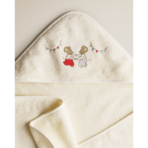 KIDS MICE HOODED BATH TOWEL