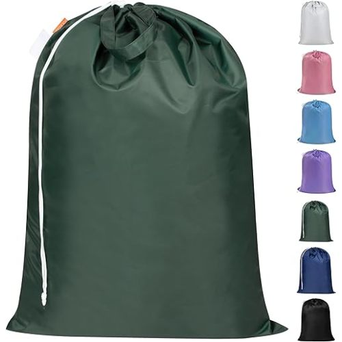 Polecasa Extra Heavy Duty Large Laundry Bag with Sturdy Handles and Drawstring Closure, 28 x 36 inches Durable Storage Bags for Basket, Hamper, College, Dorm, Travel, Green