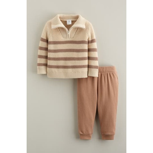 Stripe Quarter Zip Sweater & Joggers Set, 3M