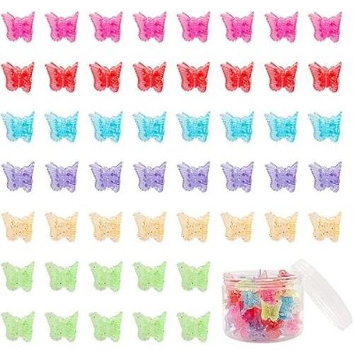 50 Packs Assorted Color Butterfly Hair Clips, Beautiful Mini Butterfly Hair Clips Hair Accessories for Women and Girls (Transparent Pure Color)