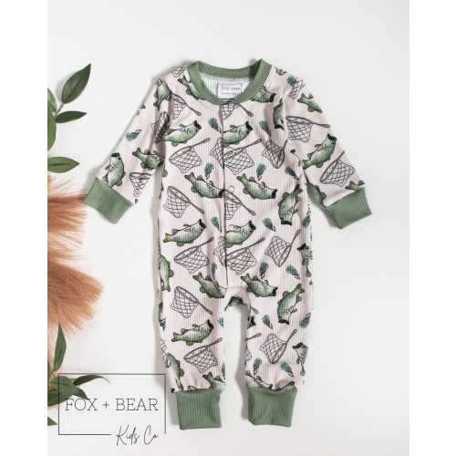 Bass Fishing Romper, Fishing Themed Baby Outfits, Outdoors Themed Baby Outfits, Fishing Nets, Bass Fishing, Baby Boy Outfits, Rib Knit