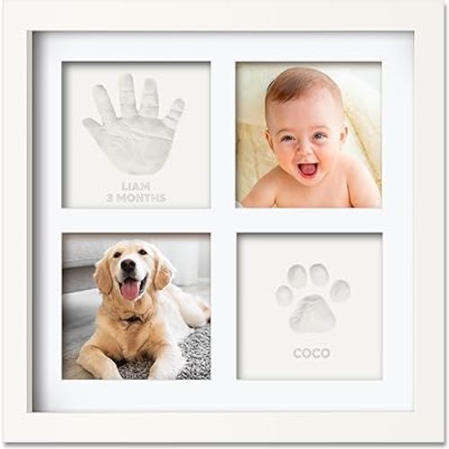 Baby Hand and Footprint Kit - Baby Footprint Kit, Clay Handprint Keepsake Frame, Nursery Picture Frame For Newborns, Personalized New Mom Gifts for Showers & Registry (Alpine White)
