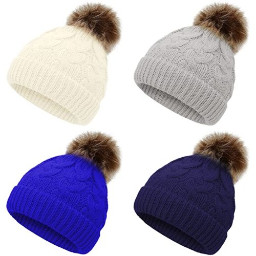 Zando Baby Hat for Girls Infant Pom Pom Beanie Kid Winter Hats Toddler Cap Knit Warm Beanies Caps for Baby Boys - One Size - Y 4 Pack 7