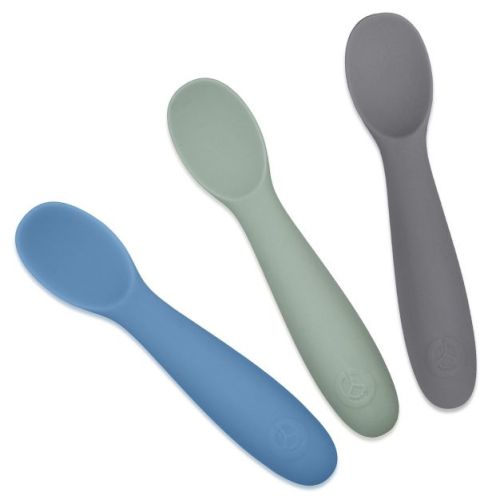 WeeSprout Baby Spoons for Self Feeding 6 Months +, Soft & Durable Silicone Utensils for Sensitive Gums & Teeth, 3 Pack + Carrying Case