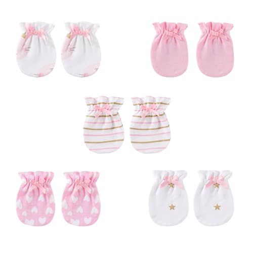 5 Pairs Unisex Baby Mittens No-Scratch 0-6 Months New Born | Preemie Baby Mittens, Newborn Essentials, Stretchy Ruffled Stay-On Cuffs, Anti-Scratch Gloves