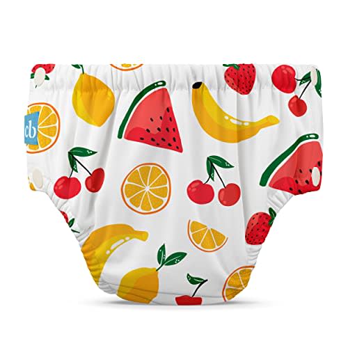 Charlie Banana Reusable Swim Diaper, Washable, with Easy On and Off Snaps for Baby Girls Boys, Soft and Snug Waterproof Fit to Prevent Leaks - Banana Fiesta, Size L (22-34 lbs)