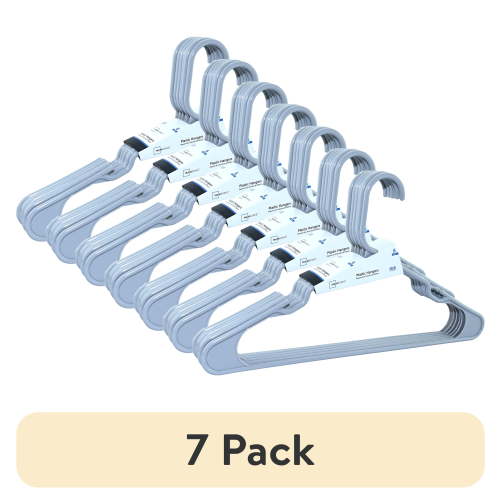 (7 pack) Mainstays Plastic Clothes Hangers, Gray, 6 Count, Lightweight & Durable for Everyday Use