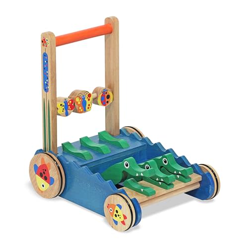 Melissa & Doug Deluxe Chomp and Clack Alligator Wooden Push Toy and Activity Walker