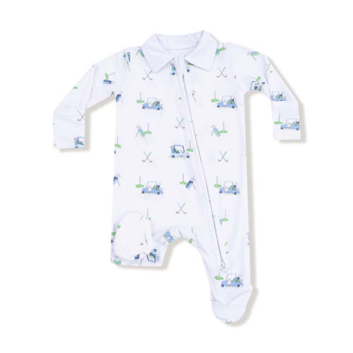 Polo 2-Way Zip Footie, Baby Golf Carts Blue