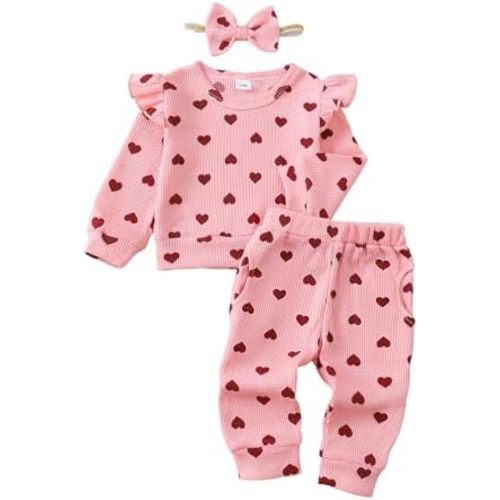 Mioglrie Toddler Baby Girl Clothes Fall Winter Sweatsuit Newborn Sweatshirt Sweat Pant Sets Outfits Infant Girls Clothing