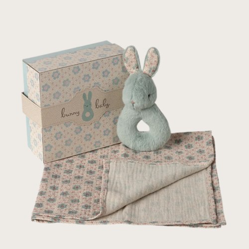 Rabbit rattle set - Mint
