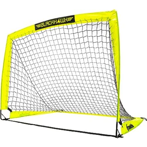 Franklin Sports Blackhawk Backyard Soccer Goal - Portable Pop Up Soccer Nets - Youth + Adult Folding Indoor + Outdoor Goals - Multiple Sizes + Colors