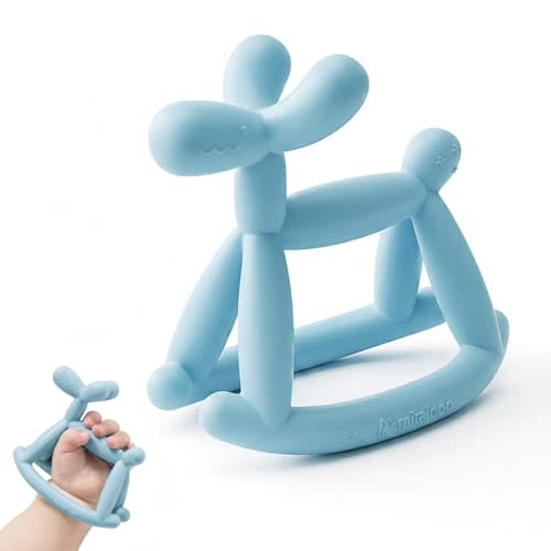 Teething Toys for Babies 0-6 Months, Jellydog Teethers for Babies 6-12 Months, Never Drop Food Grade Silicone Toddler Toys, Festivals Baby Basket Stuffers, Baby Boy Gifts, Cyan Blue