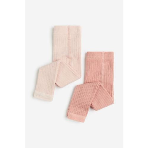 2-pack Ribbed Footless Tights