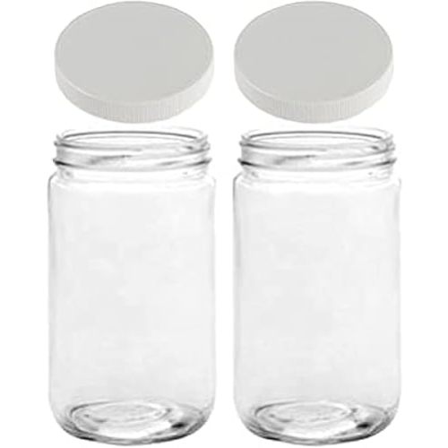 JARMING COLLECTIONS 32oz Extra Wide Mouth Glass Storage Jar with BPA-Free Plastic Lid – Quart Size Airtight Mason Jar for Kitchen, Pantry, and Food Storage (Set of 2)