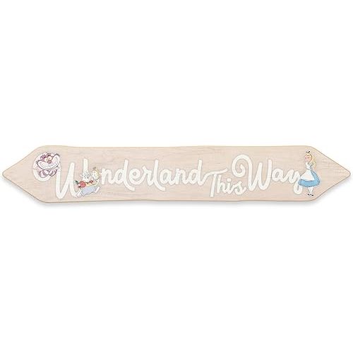 Disney Alice in Wonderland This Way Arrow Wood Wall Decor - Fun Alice in Wonderland Sign for Kids' Bedroom or Playroom