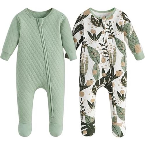 Yoofoss Baby Pajamas Organic Cotton Newborn Sleepers for 0-3 Months Boys Girls Clothes Footed PJs Footies Pajamas, Soft Warm