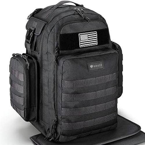 Dinictis Dad Diaper Bag, Mens Diaper Bag Backpack with Diaper Changing Mat, Military Diaper Backpack with Molle Webbing, Waterproof Pouch, Baby Wipes pocket, Insulated Bottle Pockets- Tropical Black