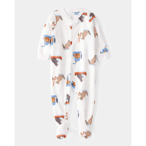 Baby 1-Piece Woodland Creatures Fleece Footie Pajamas - Ivory - Carter's | Carter's