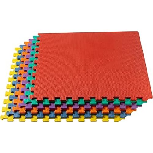 We Sell Mats 1/2 Inch Thickness Multipurpose EVA Foam Floor Tiles, Interlocking Floor Mat for Indoor Gym and Home Use, 24 in x 24 in, Multicolor
