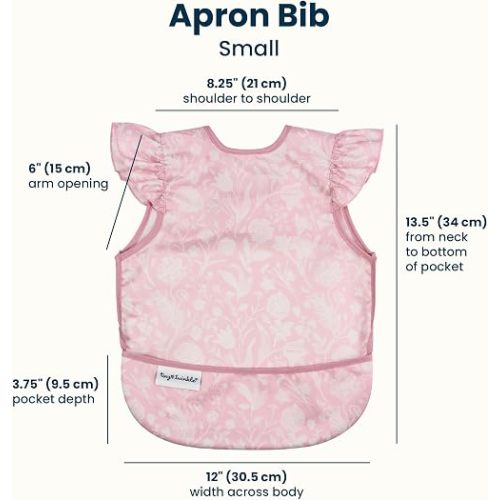 Tiny Twinkle Mess Proof Baby Bib for Girls | Waterproof Toddler Bib for Eating | Baby Apron for Feeding | Machine Washable | Perfect Shower Gift (Toile, 6–24M)