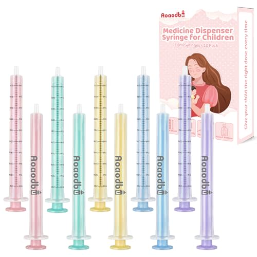 Baby Medicine Dispenser Syringe For Children,Oral Syringes, Liquid Plastic Syringe Without Needle,Leak proof Dosing Tools,5 Uniquely Colour Syringes - 10 Pack