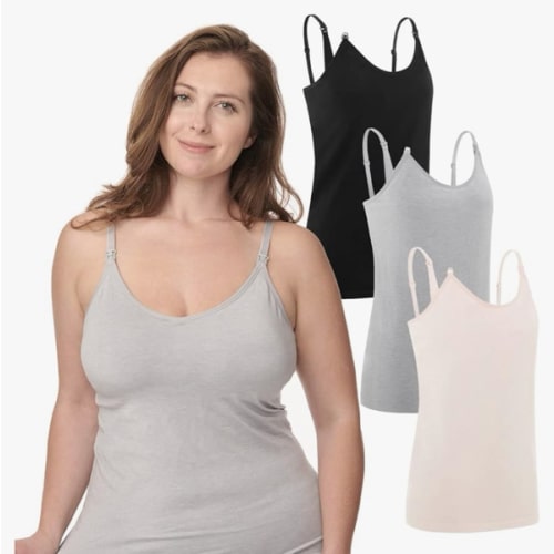 Under Control Nursing Cami Tank Tops for Breastfeeding Women Nursing Tops Maternity Shirts, Camisoles with Built in Bra 3Pack
