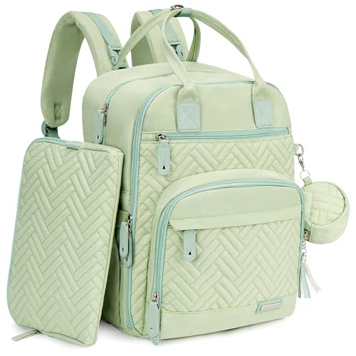 iniuniu Diaper Bag Backpack, 4 in 1 kit Large Unisex Baby Bags for Boys Girls, Waterproof Travel Back Pack with Pouch