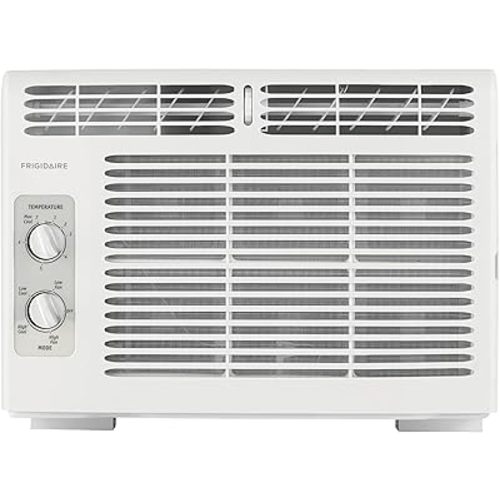 Frigidaire 5,000 BTU Window-Mounted Air Conditioner, Cools Up to 250 Sq. Ft., Quiet Operation, Effortless Temperature Control, 2 Fan Speeds, Auto Restart, White