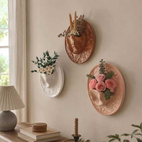 Handmade Cowboy Hat Wall Vase, Ceramic Wall Hanging Planter, Western Hat Flower Vase, Rustic Boho Wall Decor, Dried Flower Holder