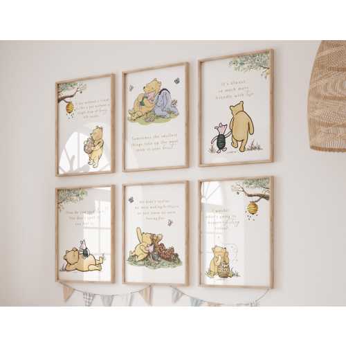 16 Editable Classic Winnie-the-Pooh Nursery Prints. Baby Wall Art, Classic Quotes. Boy Girl Gender Neutral Nursery Decor. W1