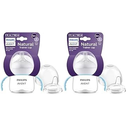 Philips Avent Natural Trainer Sippy Cup with Natural Response Nipple and Soft Spout, 5oz, 1pk, SCF263/01 (Pack of 2)