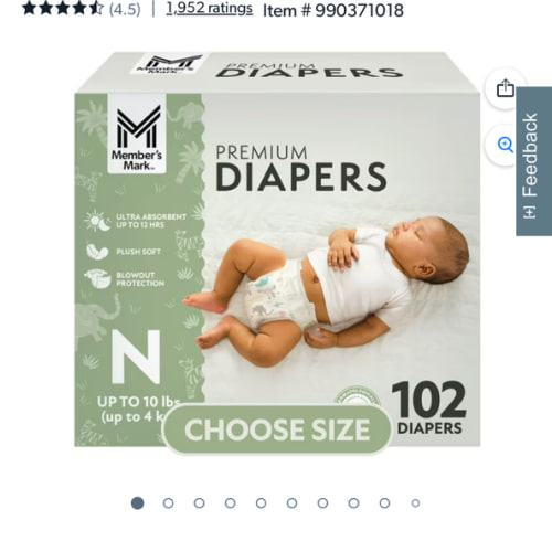 Member's Mark Premium Baby Diapers, Sizes Newborn - 8 - Samsclub.com