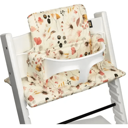 UKJE Cushion Compatible with Stokke Tripp Trapp (Old and New Model) 2 Pieces, Thick Seat Cushion for Infants, Coated Oeko-Tex Certified Cotton, Washable & Handmade in Europe, Wild Flowers